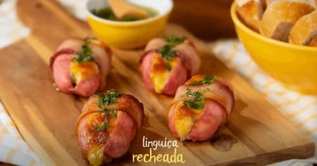 Linguiça Recheada com Pimentão e Queijo