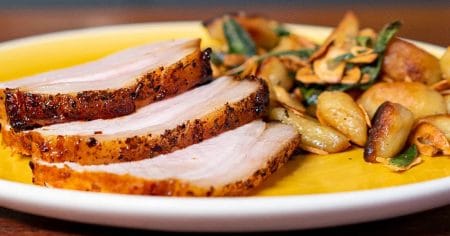 Lombo Temperado com Gnocchi (nhoque) de Batata Doce