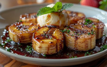 Receita de Banana Caturra Frita com Sorvete de Coco