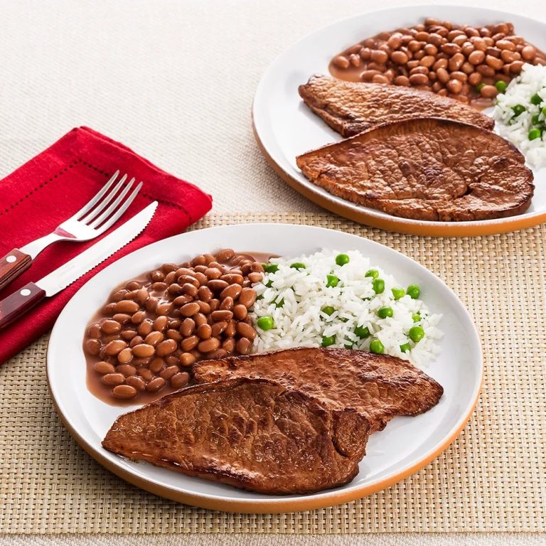 Receita de Bife de Patinho com Arroz e Feijão