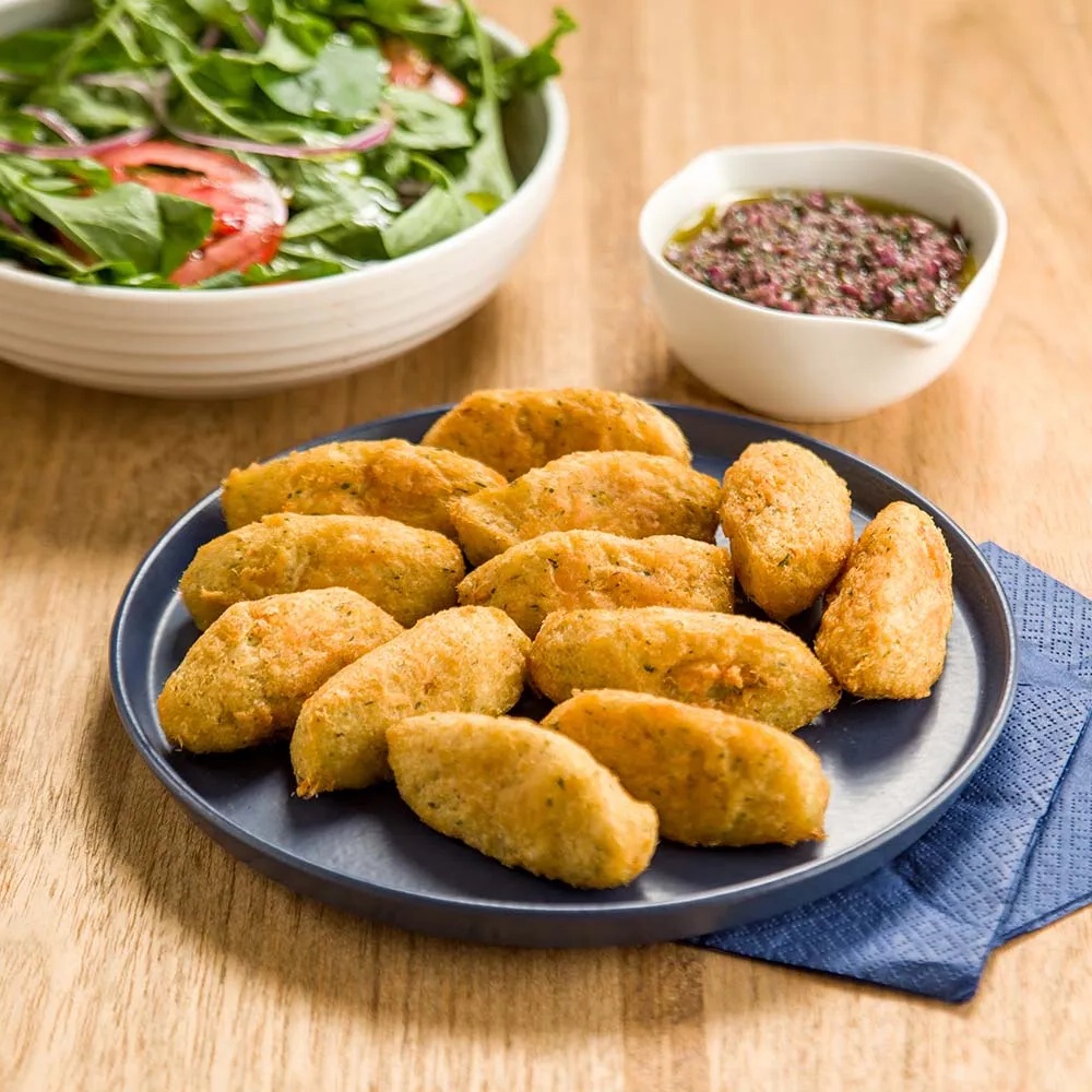 Receita de Bolinho de Bacalhau com Tapenade de Azeitonas
