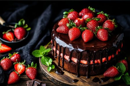 Receita de Bolo de Chocolate com Morangos da Avó