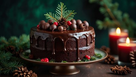 Receita de Bolo de Natal com Cobertura de Chocolate
