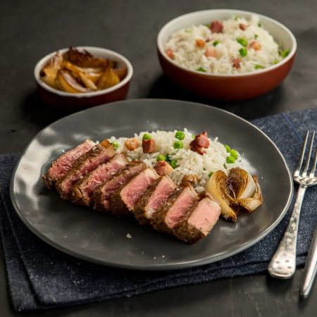 Receita de Contra Filé Grelhado com Cebola Tostada