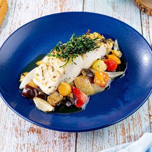 Receita de Lombo de Bacalhau a Provençal com Ratatouille