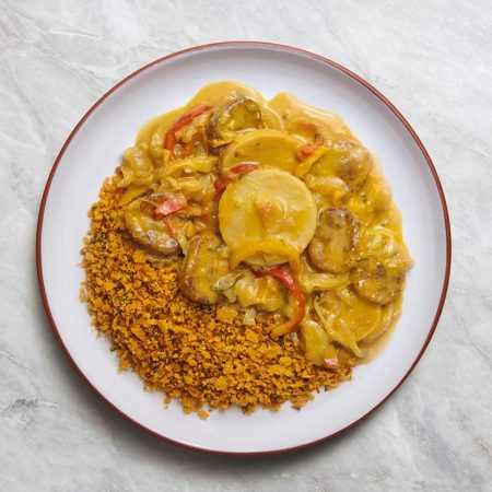 Receita de Moqueca de Pupunha e Banana da Terra com Farofa