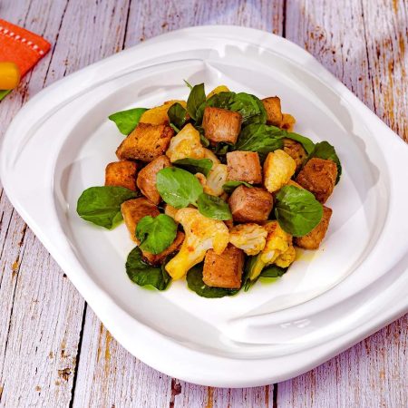 Receita de Pernil Agridoce com Couve-Flor Picante e Agrião