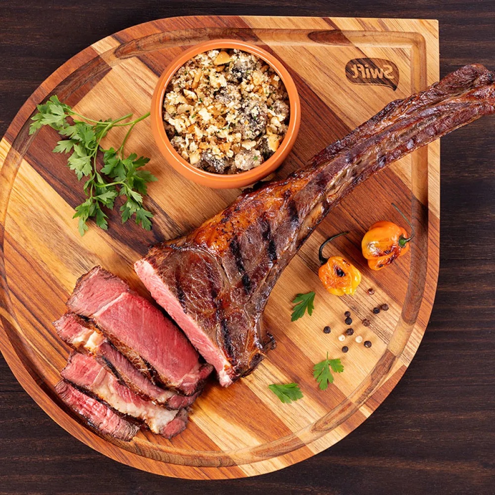 Receita de Tomahawk com Farofa de Cogumelos