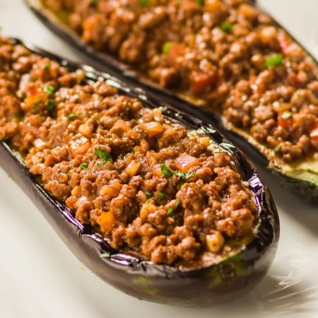Receitas de Berinjela recheada de Carne Moída