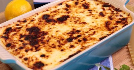 Lasanha cremosa de bacalhau