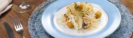 Linguine com Abóbora Assada e Mascarpone