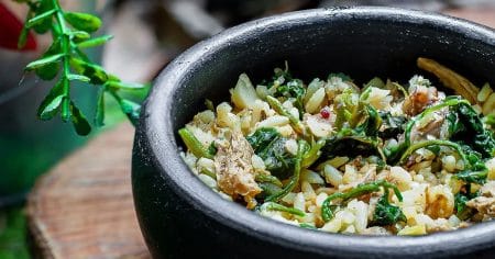 Arroz de Peru Sadia com Tucupi e Jambu