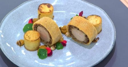 Peito de Frango Sadia Empanado com Purê de Abóbora Defumado