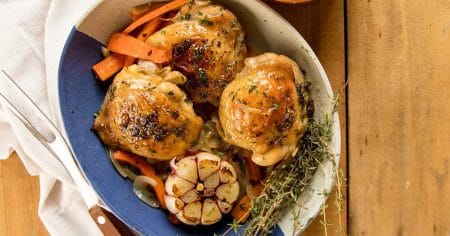 Sobrecoxas de Frango BIO com Vegetais Caramelizados
