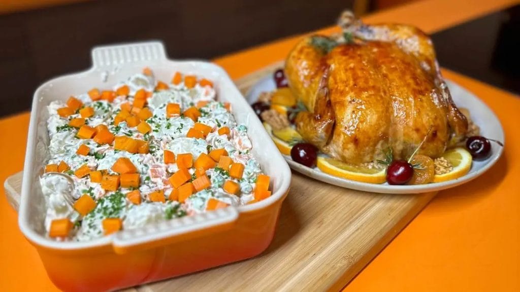 Fiesta Seara com Salada de Batatas Colorida e Cremosa
