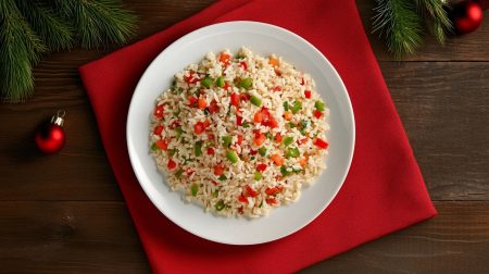 Receita de Arroz Colorido de Natal