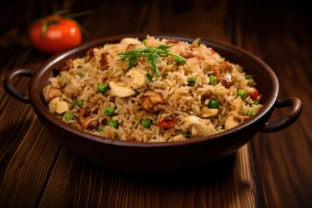 Receita de Arroz Natalino com Peito de Frango e Maggi Caldo de Galinha