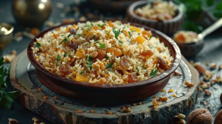 Receita de Arroz Natalino com Uvas-Passas e Nozes