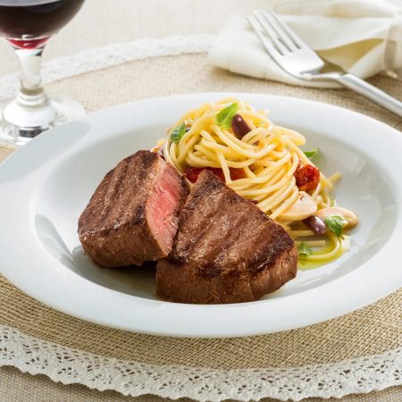 Receita de Baby Top Grelhado com Espaguete de Tomate Seco