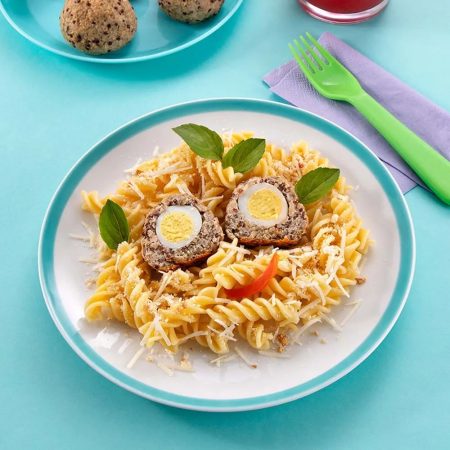 Receita de Bolovinho Suíno com Macarrão e Farofinha