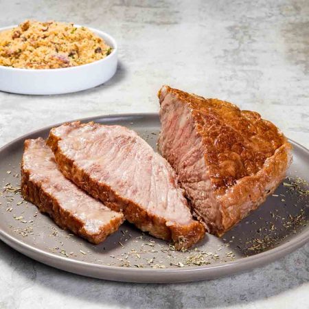 Receita de Cupim assado com farofa de cebola, bacon e salsão