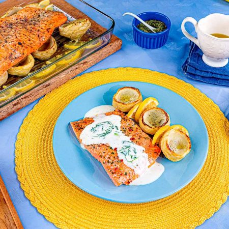 Receita de Filé de Truta da Patagônia Assado com Alcachofras