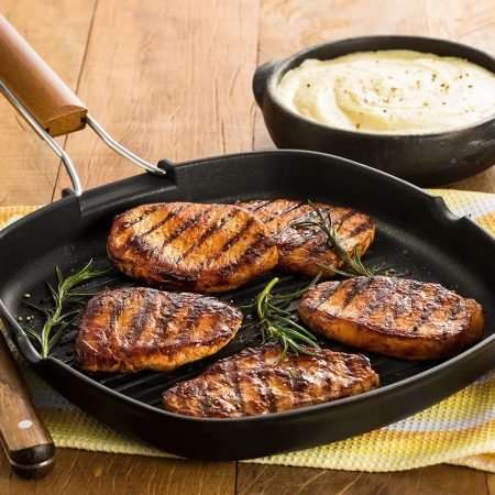 Receita de Lombo Suíno em Bifes com Purê de Maçã