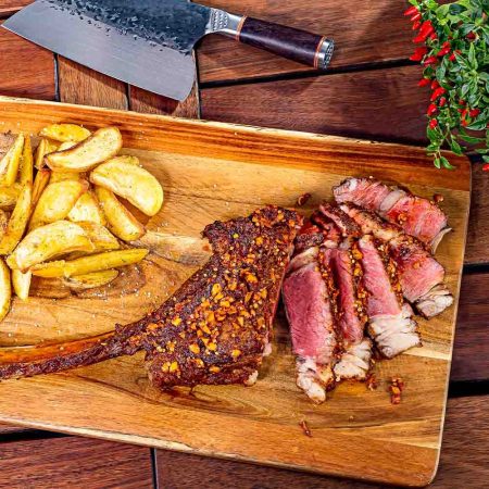 Receita deTomahawk na Capa de Pimentas e Batatas Tostadas