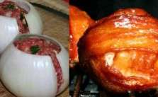 Cebolas Recheadas com Carne Moída e Bacon