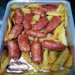 Linguiça Assada com Batata