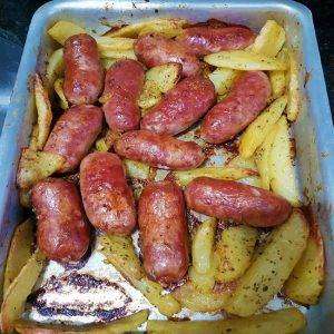 Linguiça Assada com Batata