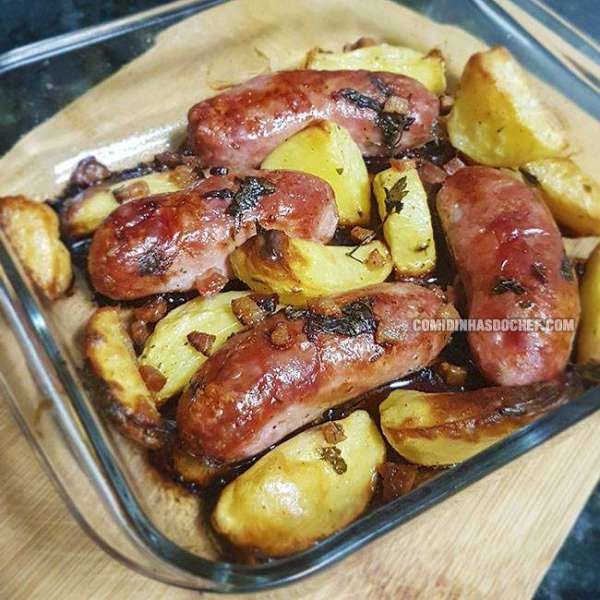 Linguiça Com Batata No Forno Comidinhas Do Chef 