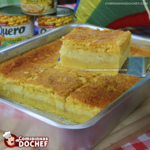 Bolo de Milho Cremoso com Queijo Parmesão no Liquidificador