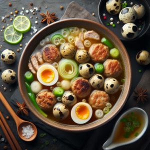 “Receita de Luxo para o Ano Novo: Caldo de Galinha com Ovo de Codorniz e Almôndegas Pequenas”