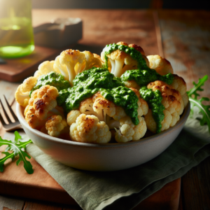 Couve Flor Assada com Pesto de Rúcula: Receita de Luxo para a Noite de Réveillon!