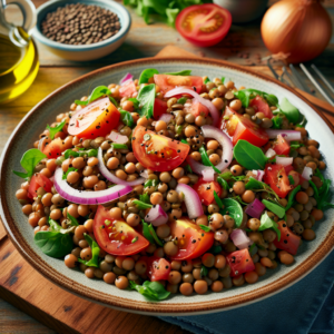 “Receita de Salada de Lentilha para uma Noite de Réveillon de Sorte!”