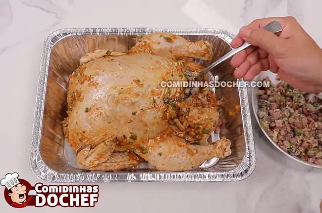 Frango Recheado para o Natal - Passo 1