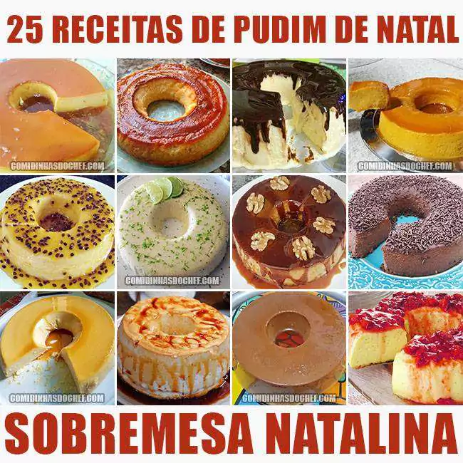 25 Receitas de Pudim de Natal